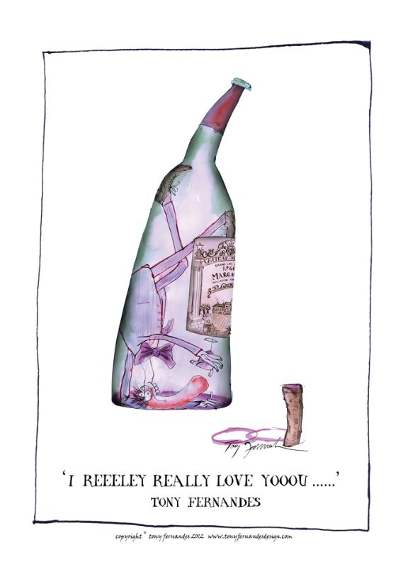 4) I Reeeeley Really Love Yooou - red wine print by Tony Fernandes